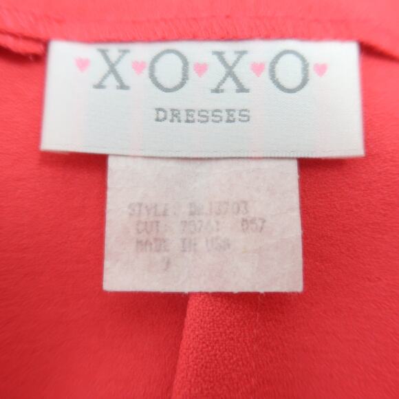 Vintage 90s XOXO coral orange square neck mini party dress 9 - Picture 5 of 6